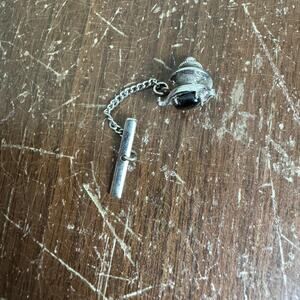 Anson Sterling Silver Black Silver Cabochon Men's Tie Pin‎